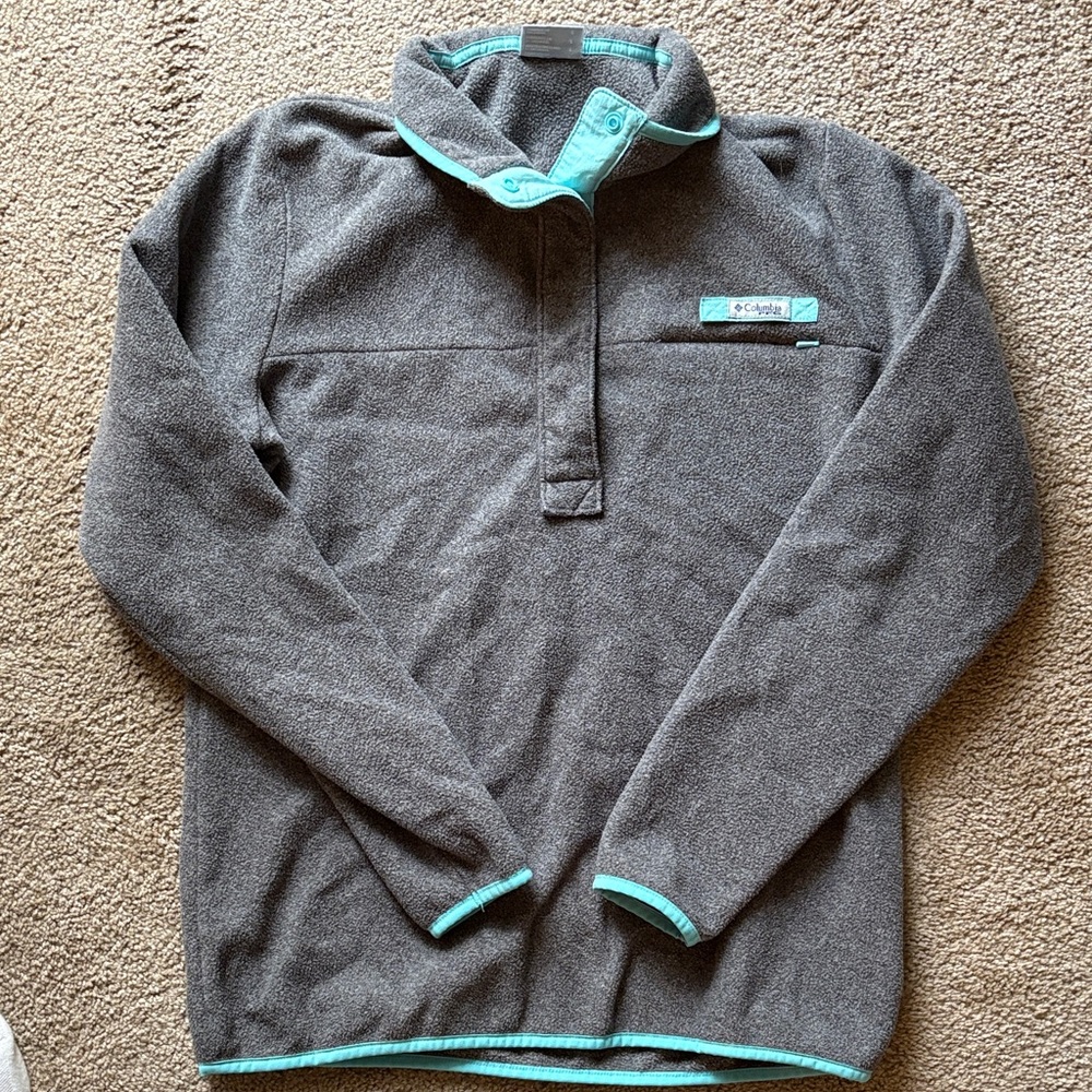 Columbia Charcoal and Aqua Fleece Pullover